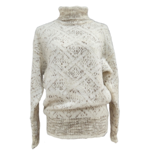 VINTAGE HASTING&SMITH Turtle Neck Sweater, White/Gray, Women's Large - Picture 5 of 8